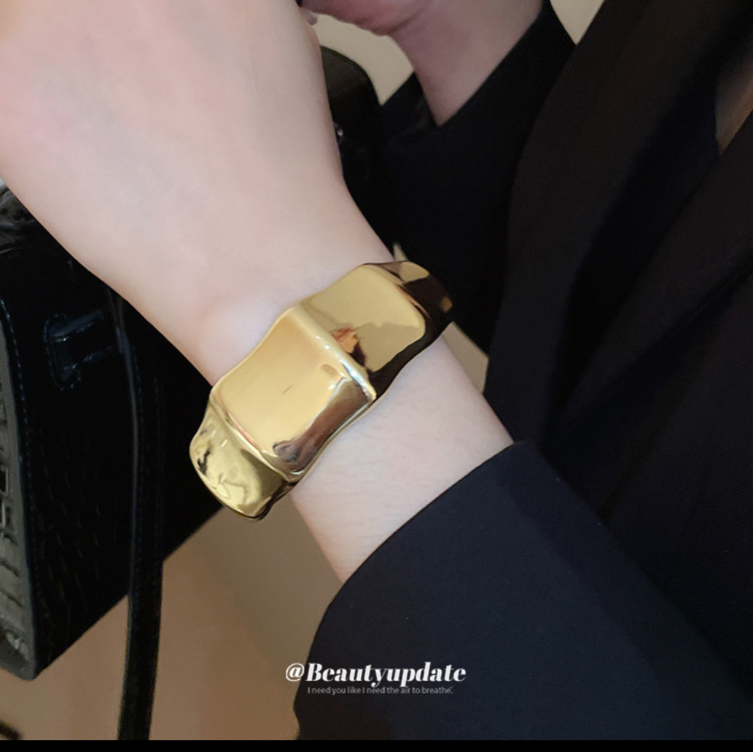 Sculpted Gold Statement Cuff Bracelet