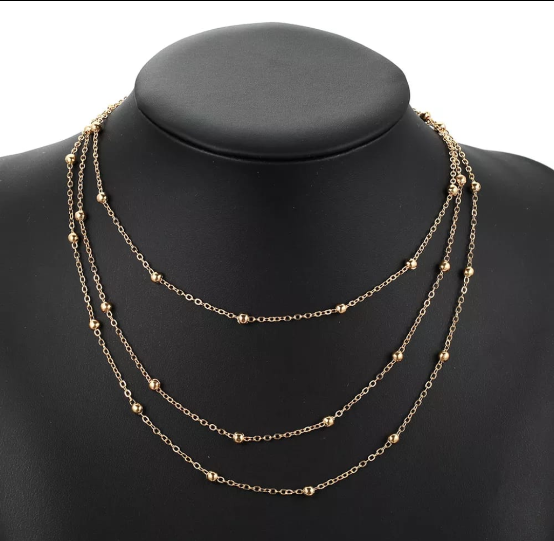 Elegant Layered Beaded Chain Necklace
