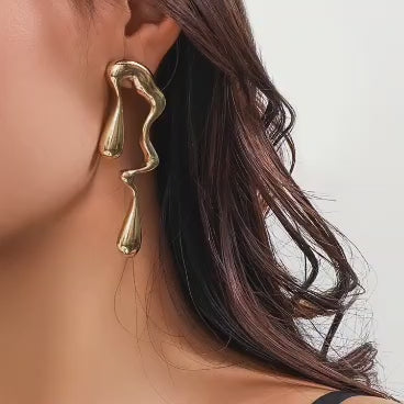 Gold Abstract Drop Earrings