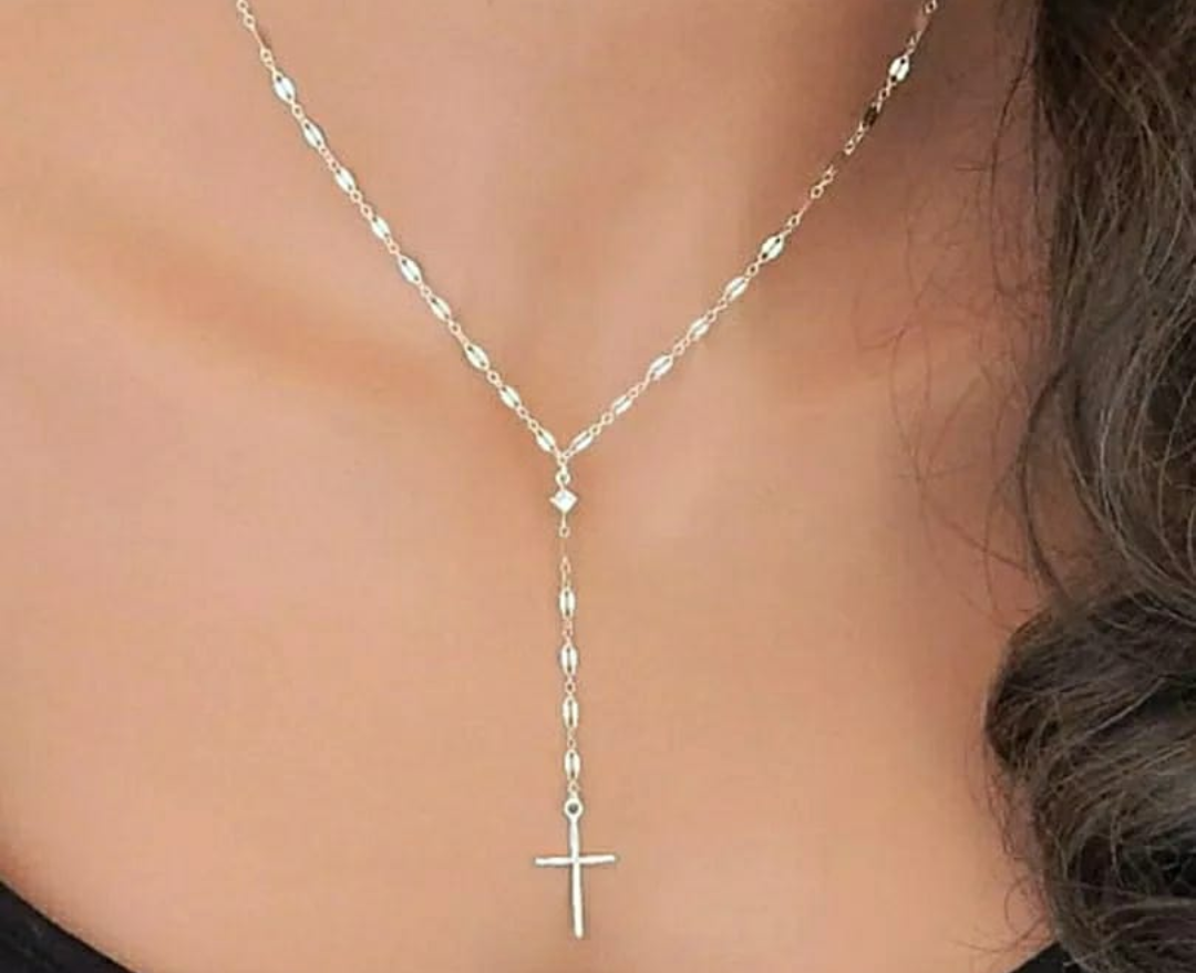 Elegant Y-Drop Cross Pendant Necklace