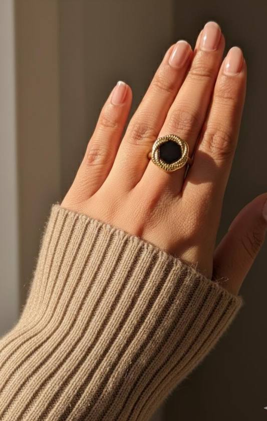 Vintage Black Stone Statement Ring