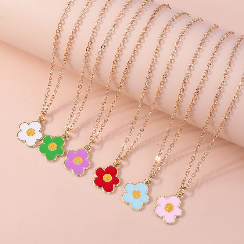 Smiley Flower Pendant Necklace Collection