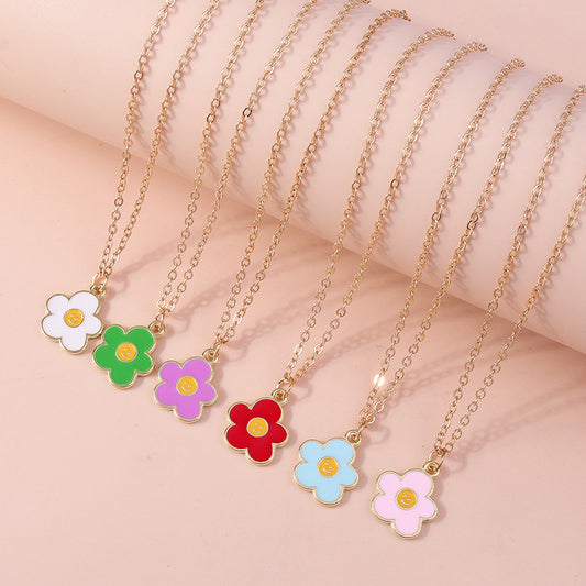 Smiley Flower Pendant Necklace Collection