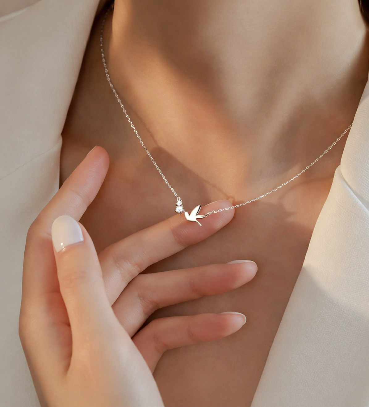 Silver Swallow Charm Necklace