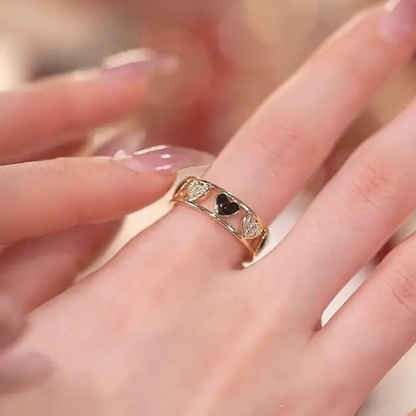Heart Motif Gold-Tone Rings – Elegant Openwork Heart Band Ring ( Pack of 2)