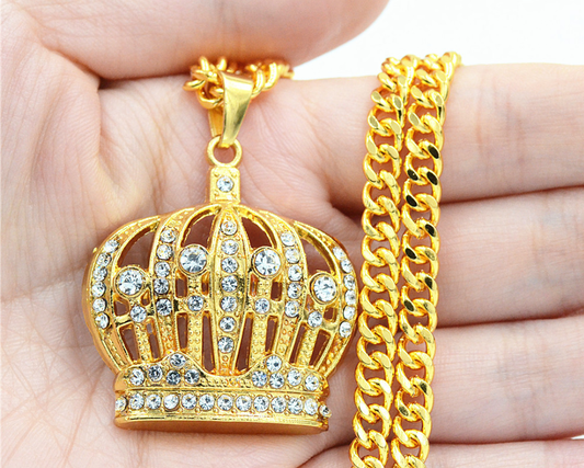 Royal Crown Crystal Pendant Necklace
