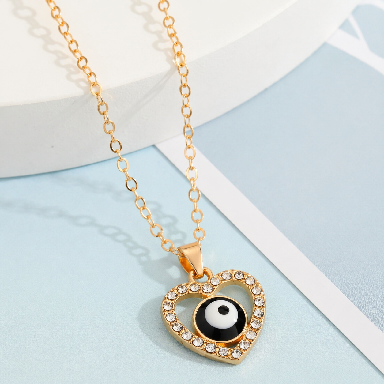 Evil Eye Heart Crystal Necklace