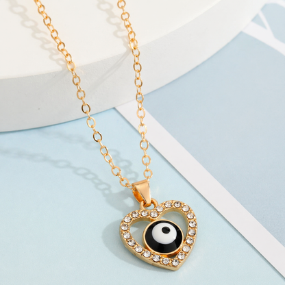 Evil Eye Heart Crystal Necklace