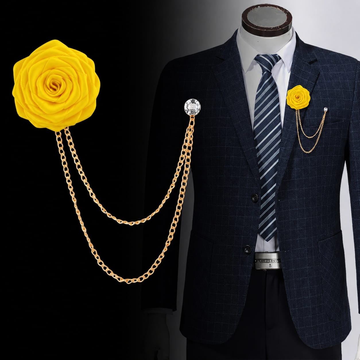 Rose Chain Brooch for Men