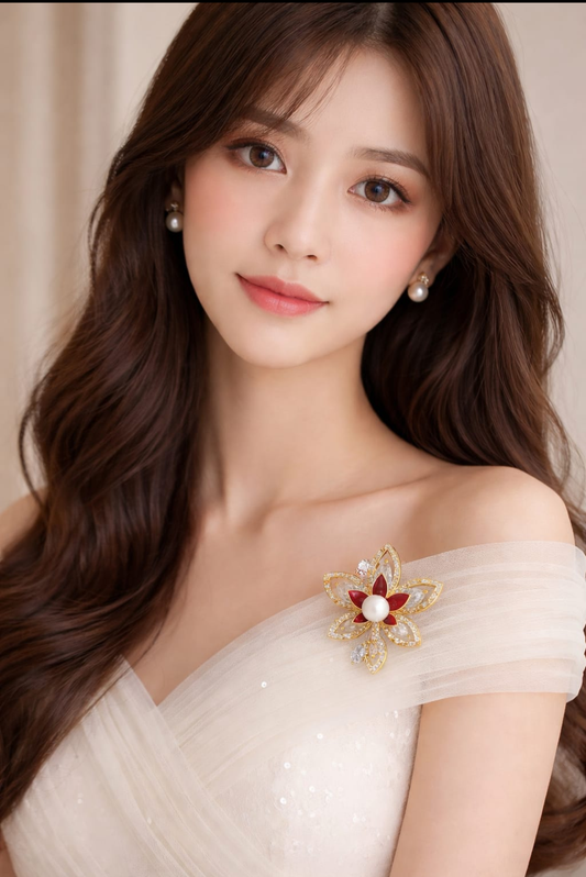 Elegant Blossom Pearl Brooch