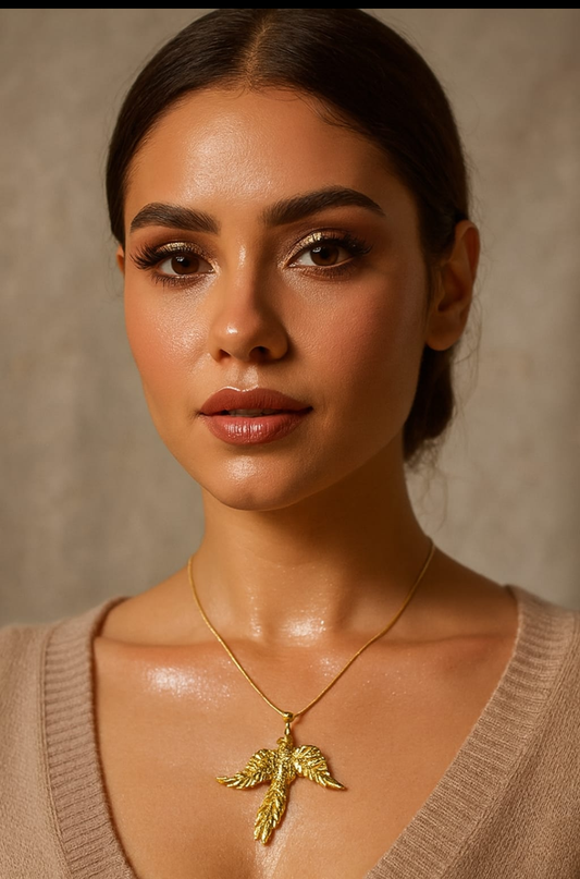 Golden Phoenix Wings Pendant Necklace