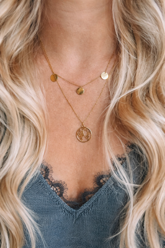 Layered World Charm Necklace Set