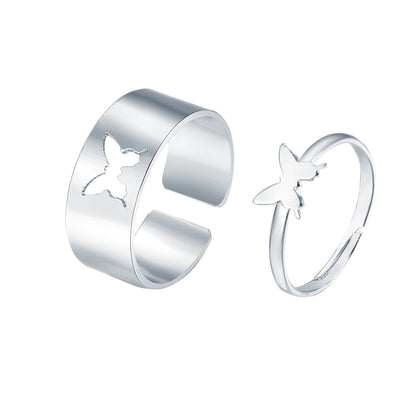 Butterfly Couple Ring Set – Gold Matching Rings for Him & Her