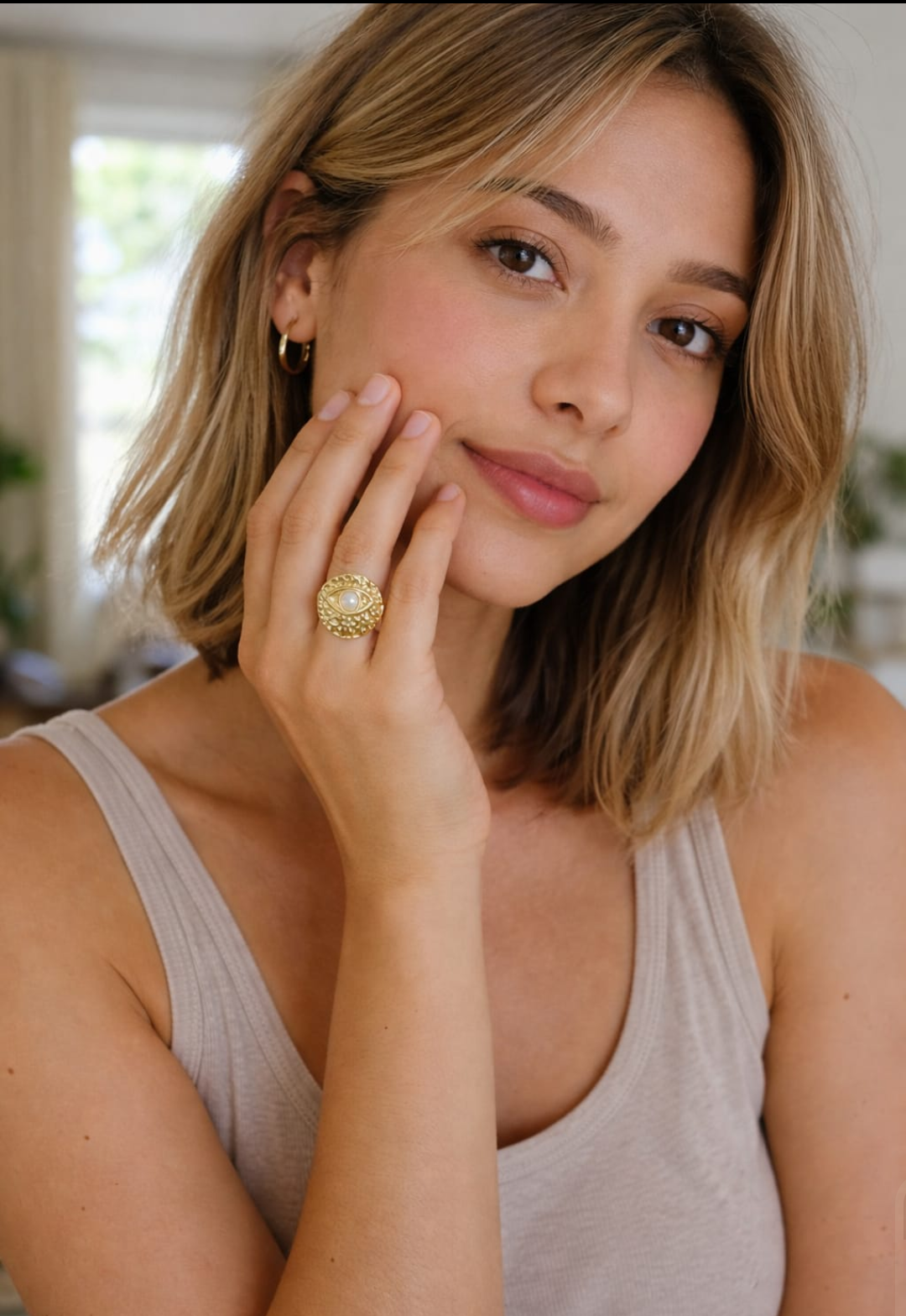 Golden Eye Talisman Statement Ring