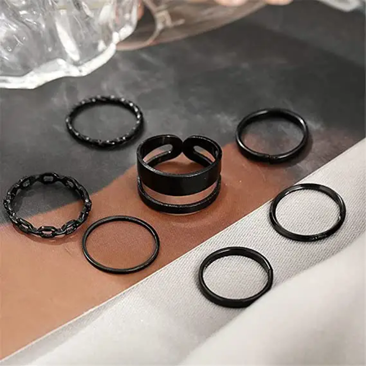 Minimalist Gold-Tone Stacking Rings Set – Dainty Layered Fashion Rings