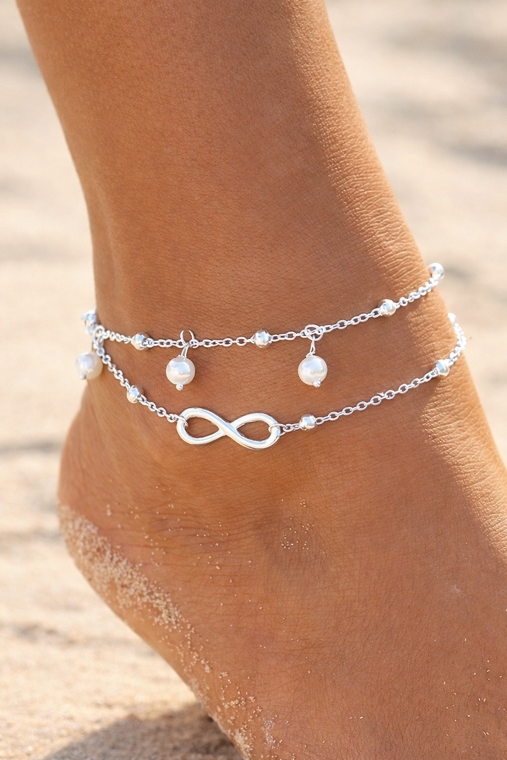 ✨ Elegant Infinity Pearl Anklet
