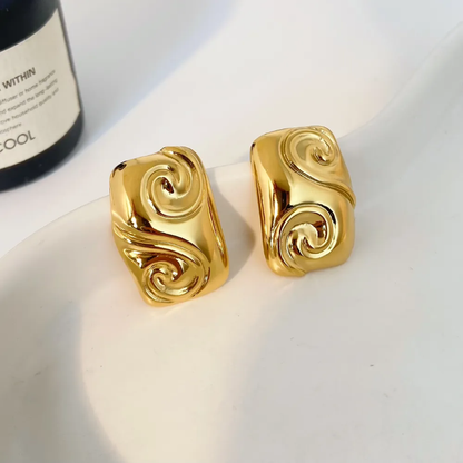 Swirl Statement Stud Earrings – Elegant Sculptural Earrings for Women