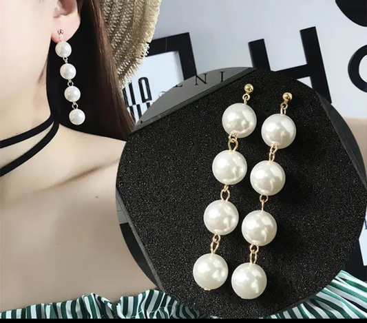Elegant Multi-Pearl Drop Earrings