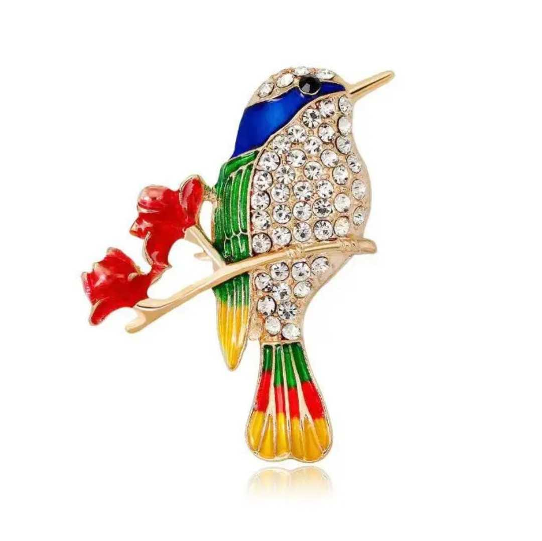 Colorful Crystal Bird Brooch