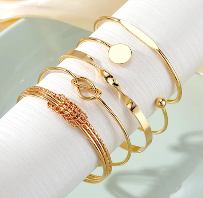 Gold Minimalist Cuff Bracelet Set