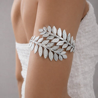 Silver Laurel Leaf Arm Cuff Bracelet