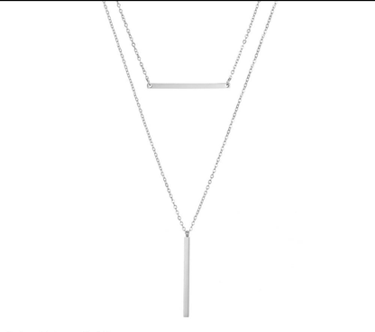 Minimalist Bar & Drop Layered Necklace