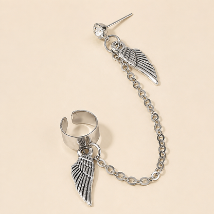 Silver Wing Chain Earrings