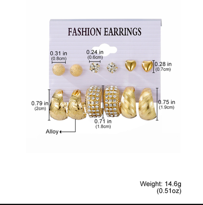 6-Pair Gold Earring Set – Everyday Glam Collection