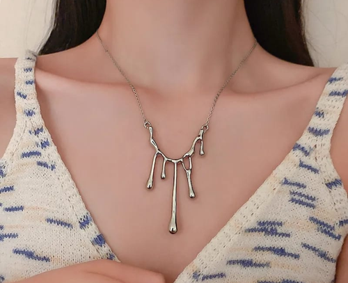 Abstract Drip Statement Necklace