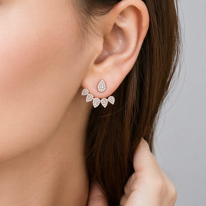 Crystal Leaf Ear Jacket Earrings