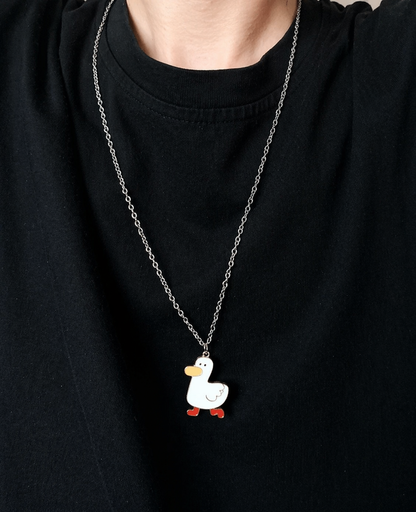 Cute Duck Enamel Pendant Necklace