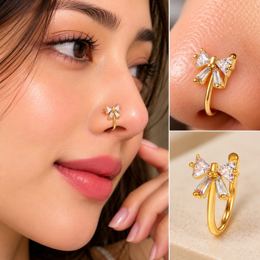 beautiful Bow Design Nose Pin