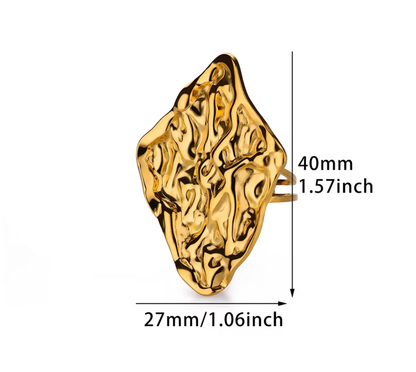 Molten Golden Sculptural Statement Ring
