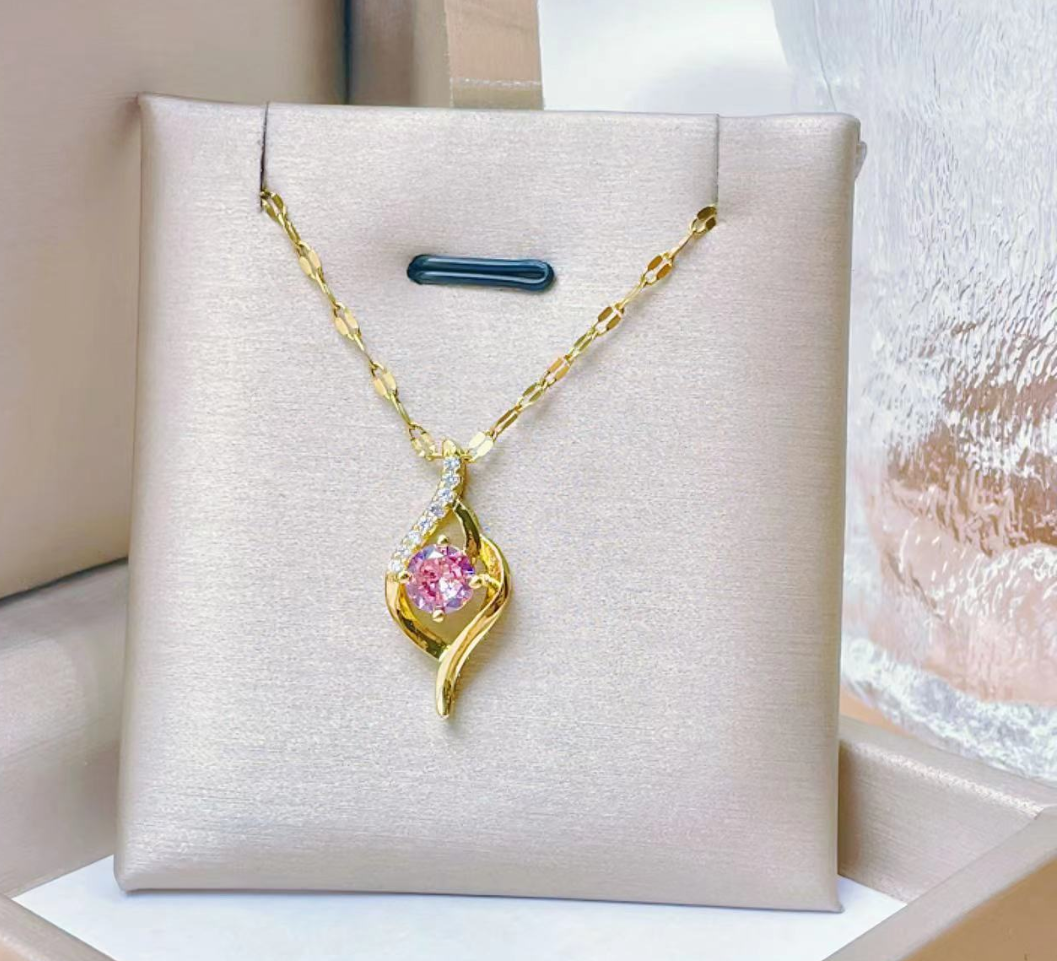 Blush Flame Crystal Pendant Necklace
