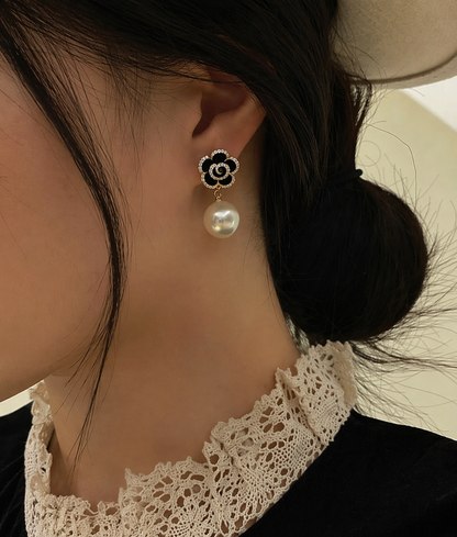 Floral Pearl Drop Earrings – Chic & Feminine