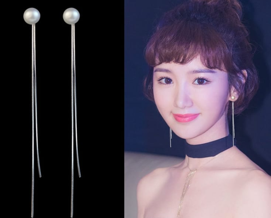 Elegant Pearl Thread Drop Earrings