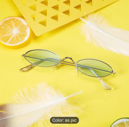 Retro Oval Yellow Tint Sunglasses