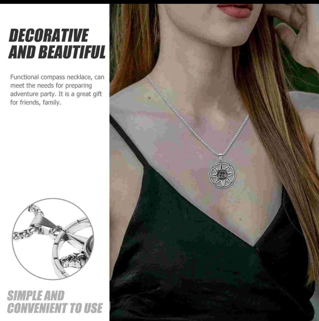 Compass Wheel Pendant Necklace