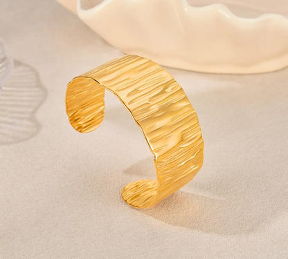 Textured Wide Gold Statement Cuff