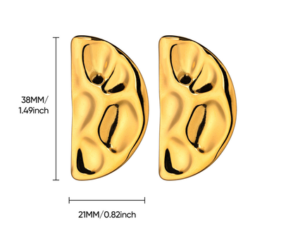 Molten Gold Half-Moon Statement Earrings – Sculptural Shine