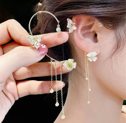 Butterfly Bloom Ear Cuff Earring Set