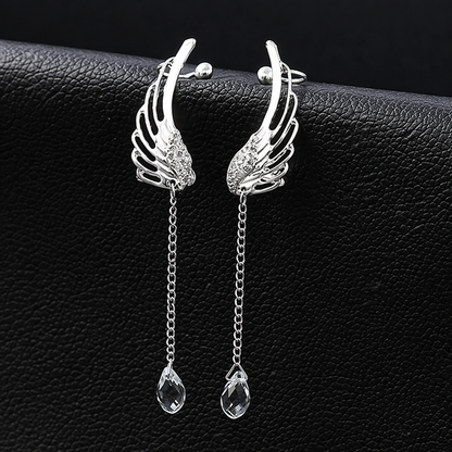 Elegant Crystal Wing Ear Cuff Earrings