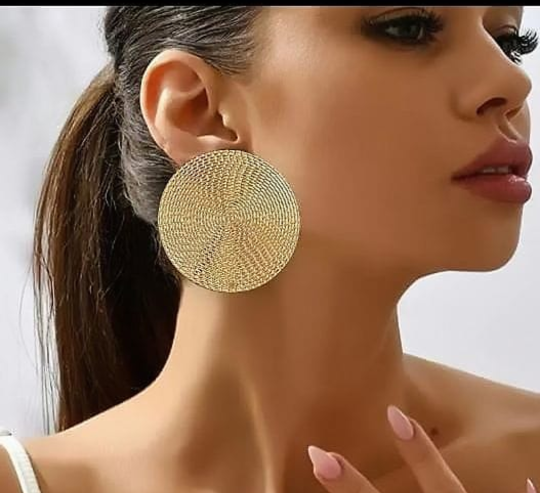 Gold Textured Disc Earrings – Bold Radiance Statement