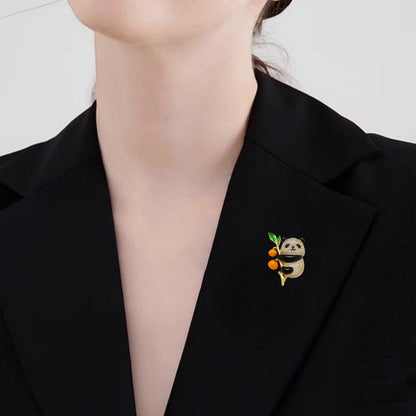 Panda Bamboo Brooch Pin – Cute Crystal Animal Lapel Brooch