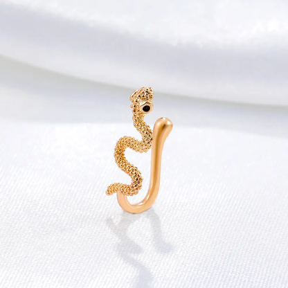 Snake Design Gold-Tone Nose Pin – Stylish Statement Nose Stud for Women