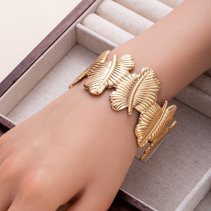 Gold Butterfly Cuff Bracelet – Elegant Butterfly Statement Bangle