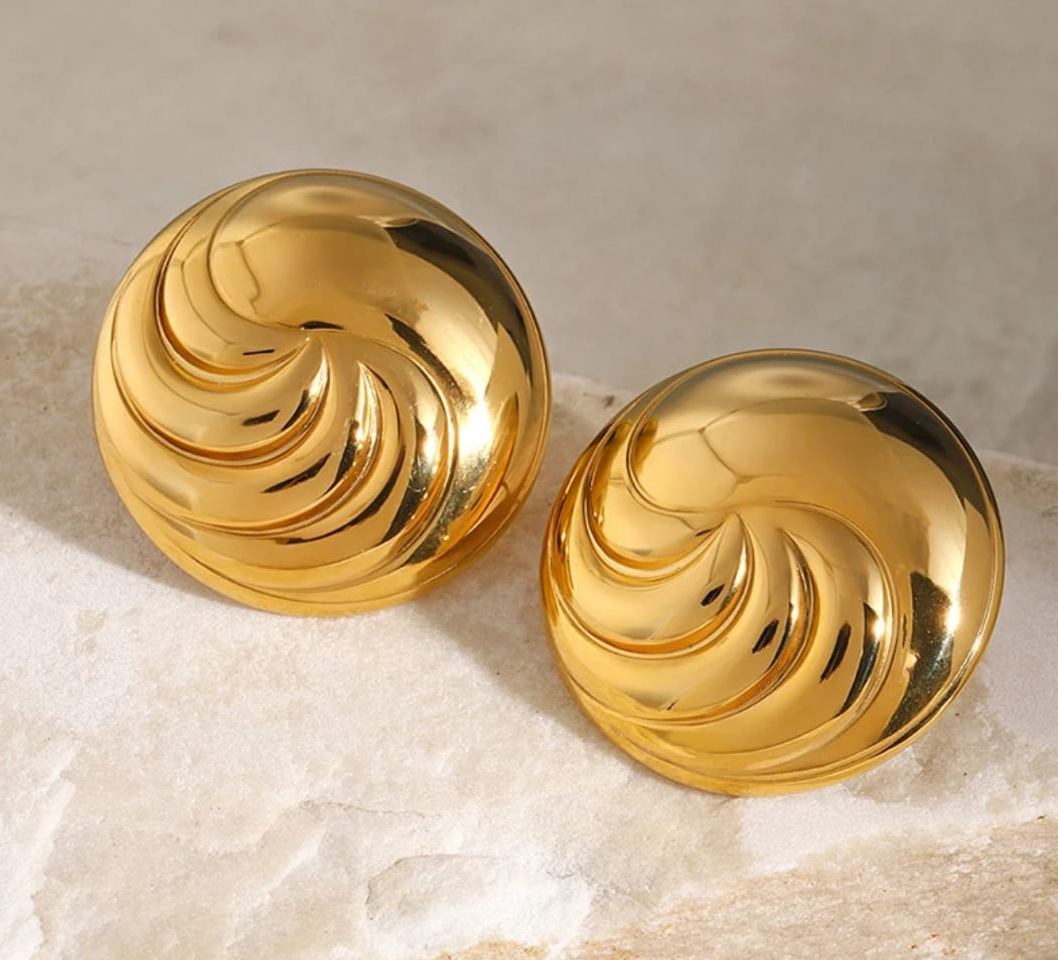 Golden Swirl Dome Earrings