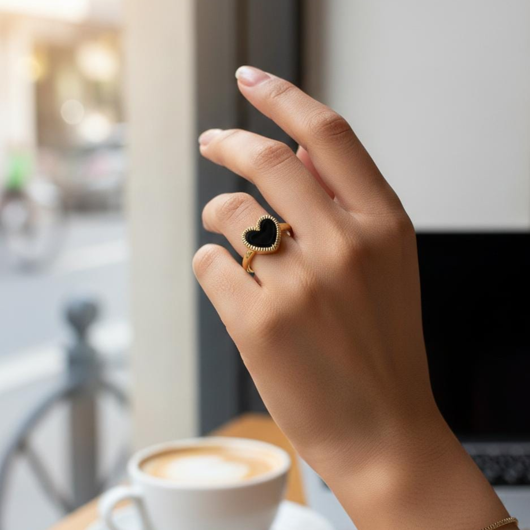 Midnight Heart Minimal Ring