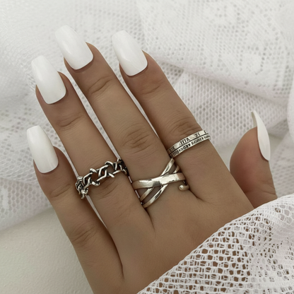 Trendy Silver Stack Ring Set ✨