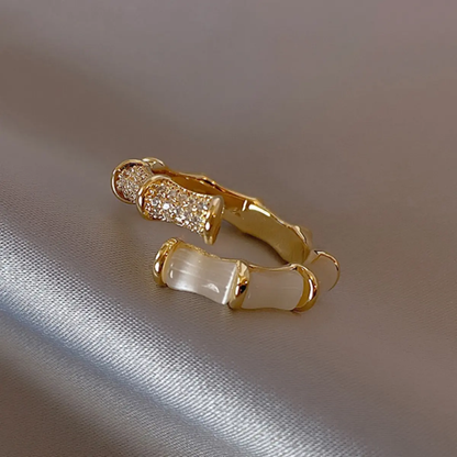 Gold Crystal Open Ring